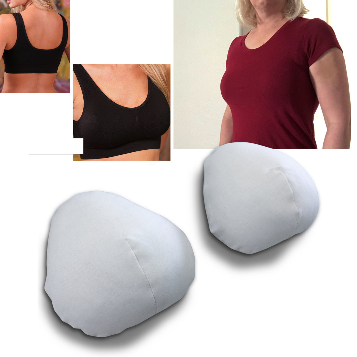 Laokou Silicone Breast Bra Adjustment with Round Shapes Prosthesis  Mastectomy Removable Spill Prevention Pads, Skintone, B : : Fashion