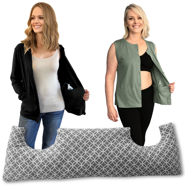 3 Pack MASTECTOMY SHIRT and Chest PILLOW Gift Set (X,T1,Hb)