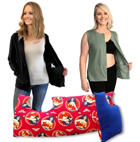 3 Pack MASTECTOMY Kit Must Have SHIRT and Chest PILLOW (pw,T1,Hb) 3+ discount included!