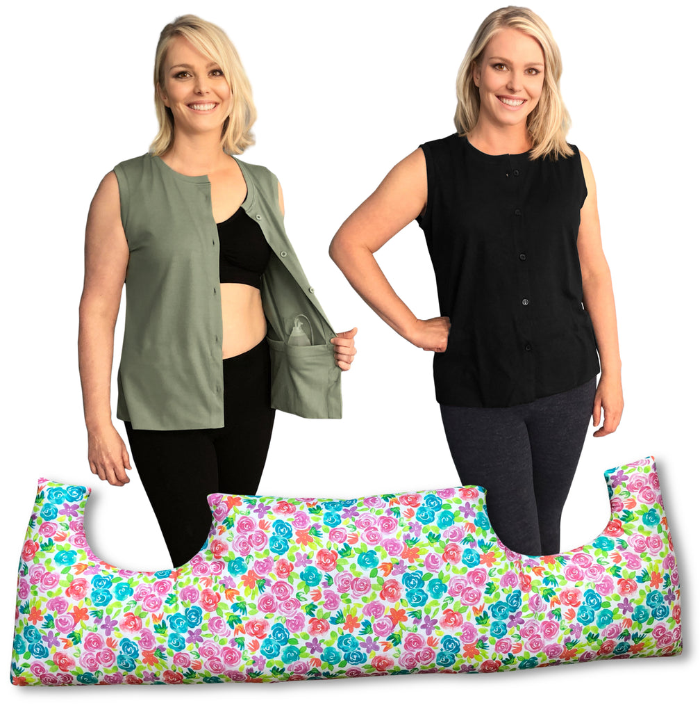 3 Pack Mastectomy Set with Pillow and Sleeveless Shirts 3+ discount in –  Pink Pepper Co