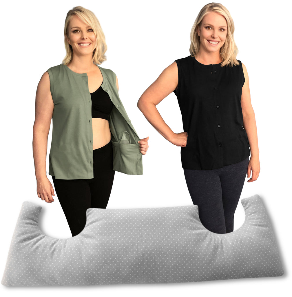 3 Pack Mastectomy Set with Pillow and Sleeveless Shirts 3+