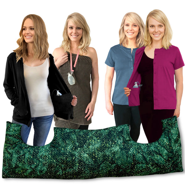 Mastectomy 5 Pack - 1 Pillow, 1 Hoodie, 2 Tops, 1 Shower Lanyard (Hb,T2)