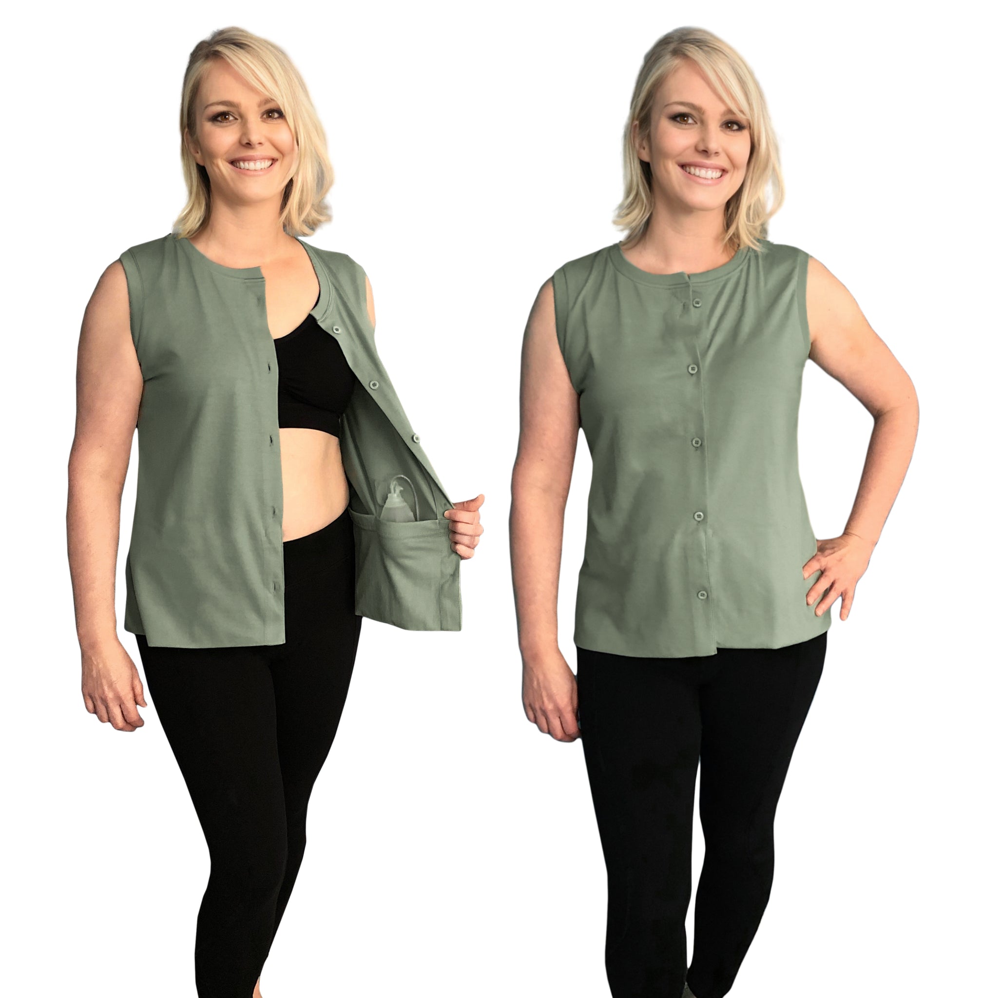 SHIRT for MASTECTOMY Surgery with Drain Holder Pockets