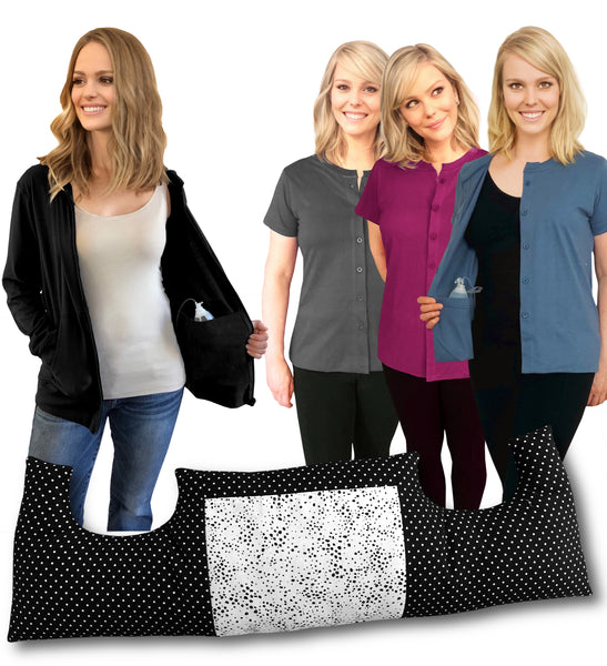 Mastectomy 5 Pack - 1 Pillow, 1 Hoodie, 3 Tops 3+ discounted (Hb,T3)