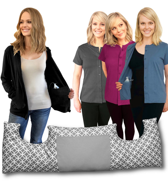 Mastectomy 5 Pack - 1 Pillow, 1 Hoodie, 3 Tops 3+ discounted (Hb,T3)