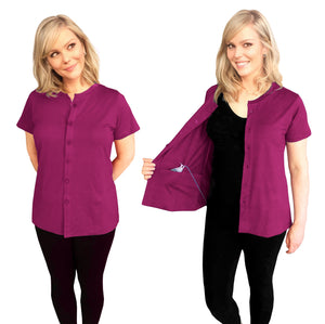 SHIRT for MASTECTOMY Surgery with Drain Holder Pockets – Pink